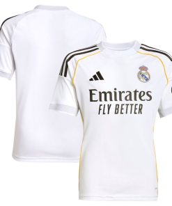 Alternative view of Los Merengues adidas Youth 2025/26 Home Replica Jersey - White/Blue