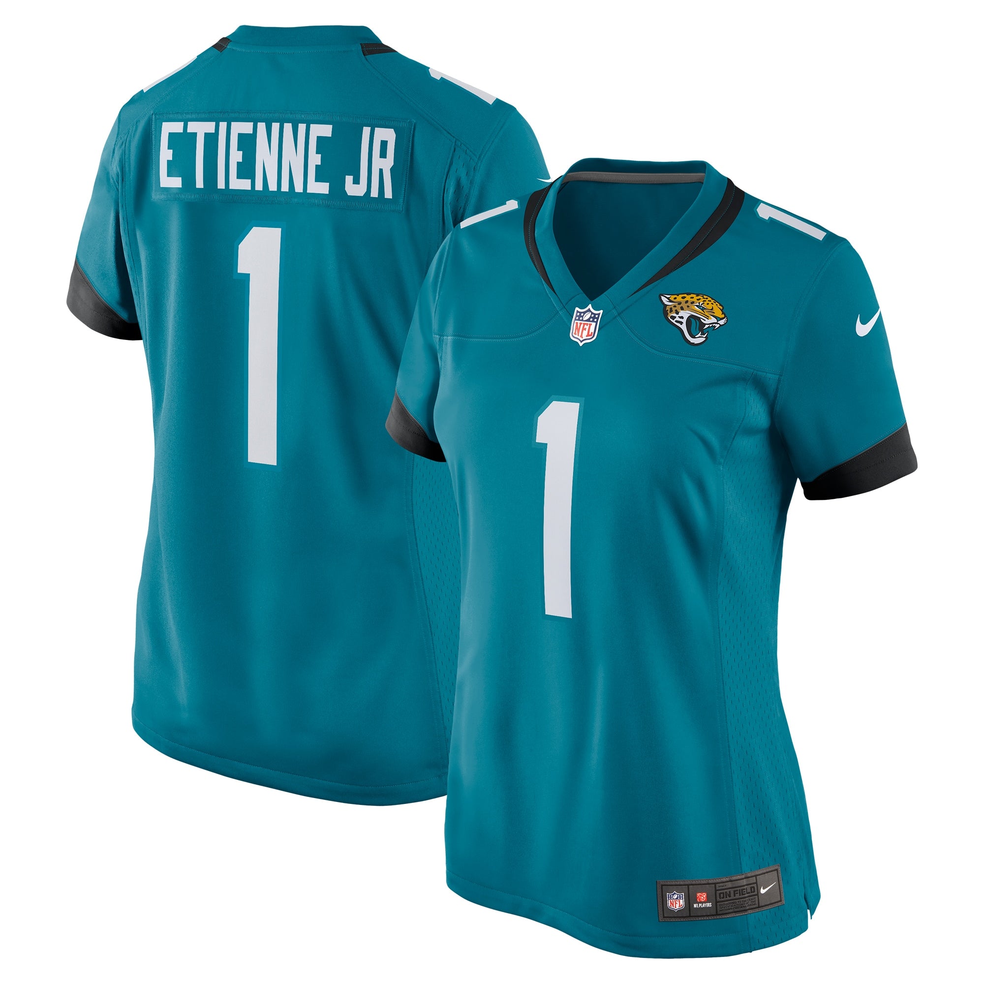 Travis Etienne Jacksonville Jaguars Nike Women's Game Jersey - Black/Teal - Image 6