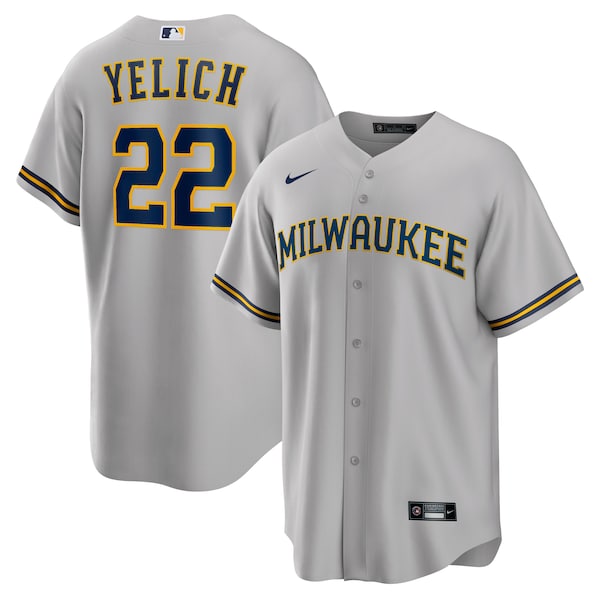 Christian Yelich Milwaukee Brewers Nike Alternate Replica Player Jersey - Gray/Cream/Navy/White - Image 2