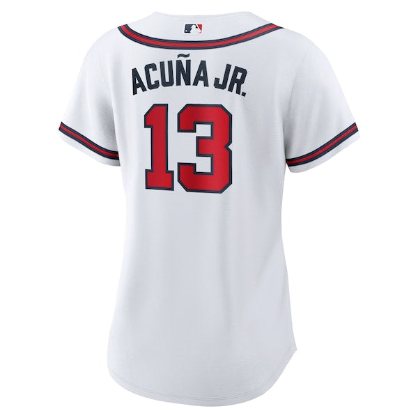 Ronald Acuna Jr. Atlanta Braves Nike Women's Home Replica Player Jersey - White/Navy - Image 4