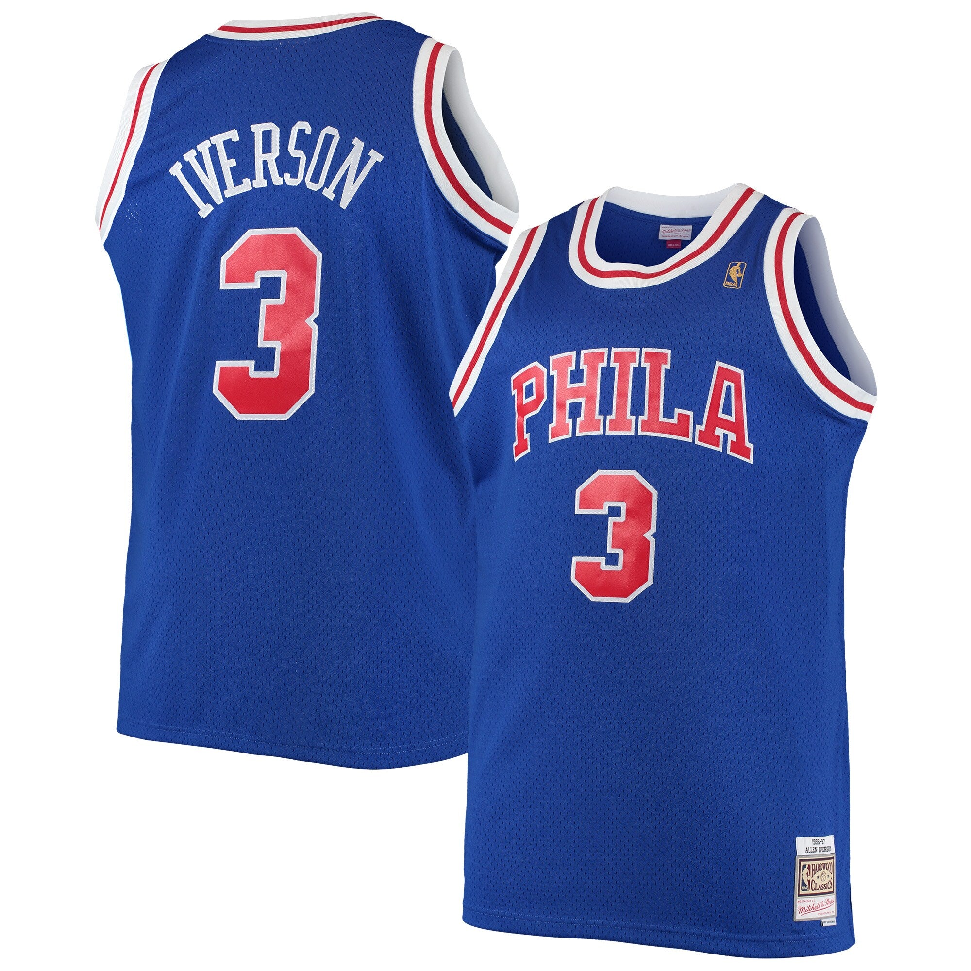Allen Iverson Philadelphia 76ers Big & Tall Hardwood Classics 1996/97 Swingman Jersey - White/Black/Red/Royal - Image 7