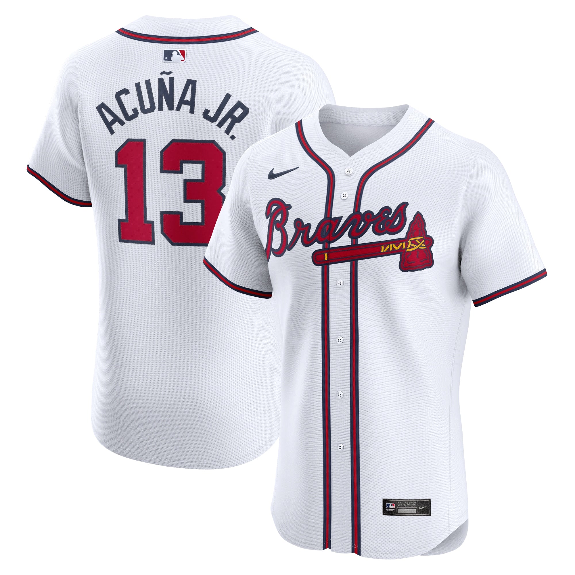 Ronald Acu?a Jr. Atlanta Braves Nike Road Elite Player Jersey - Gray/Navy/White/Red - Image 6