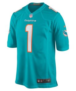 Alternative view of Number 1 Dad Miami Dolphins Nike Game Jersey - Aqua