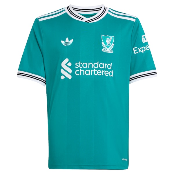 Virgil van Dijk Liverpool adidas Youth 2025/26 Third Replica Player Jersey - Green/Red - Image 3