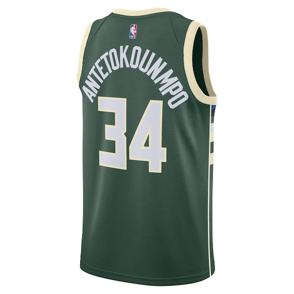 Giannis Antetokounmpo Milwaukee Bucks Nike Unisex Swingman Jersey - Icon Edition - Hunter Green/White - Image 4