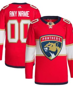 Florida Panthers adidas Home Primegreen Authentic Custom Jersey - Red