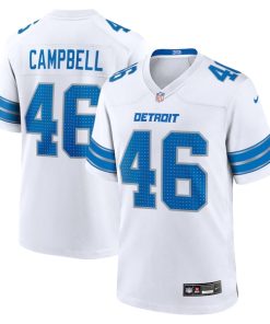 Alternative view of Jack Campbell Detroit Lions Nike White Game Jersey -  White/Blue/Black