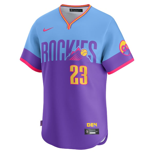 Kris Bryant Colorado Rockies Nike 2025 City Connect Limited Player Jersey - Purple/Light Blue - Image 2