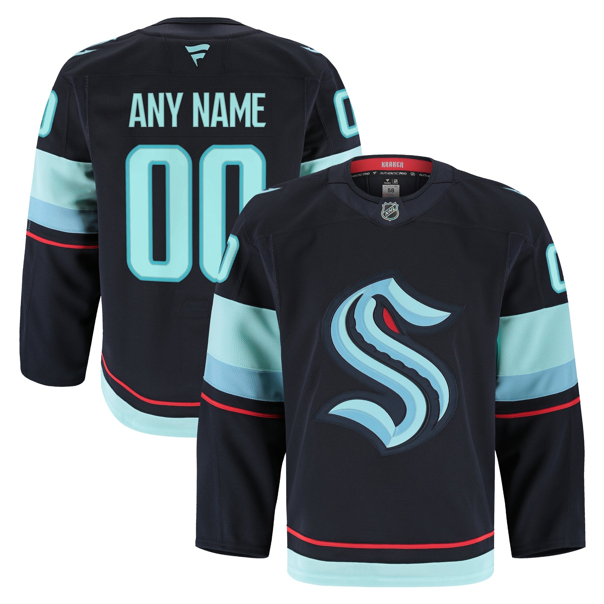 Seattle Kraken Alternate Authentic Pro Custom Jersey - Black/Navy - Image 5