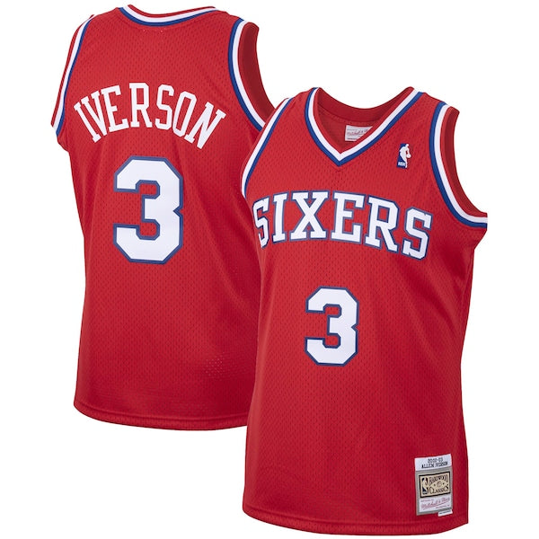 Allen Iverson Philadelphia 76ers 2001/02 Hardwood Classics Swingman Jersey - Red/White - Image 2