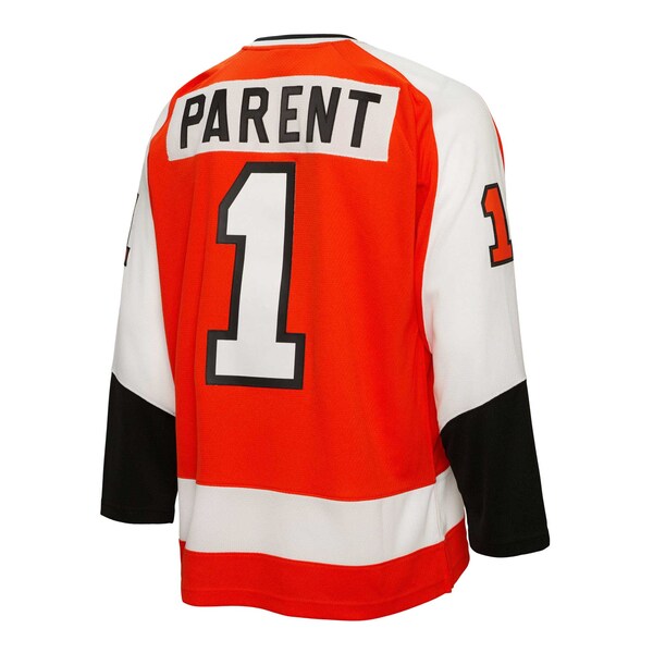 Bernie Parent Philadelphia Flyers 1974/75 Blue Line Player Jersey - Orange - Image 3