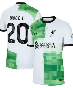 Alternative view of Diogo Jota Liverpool Nike 2023/24 Away Authentic Player Jersey - White/Red