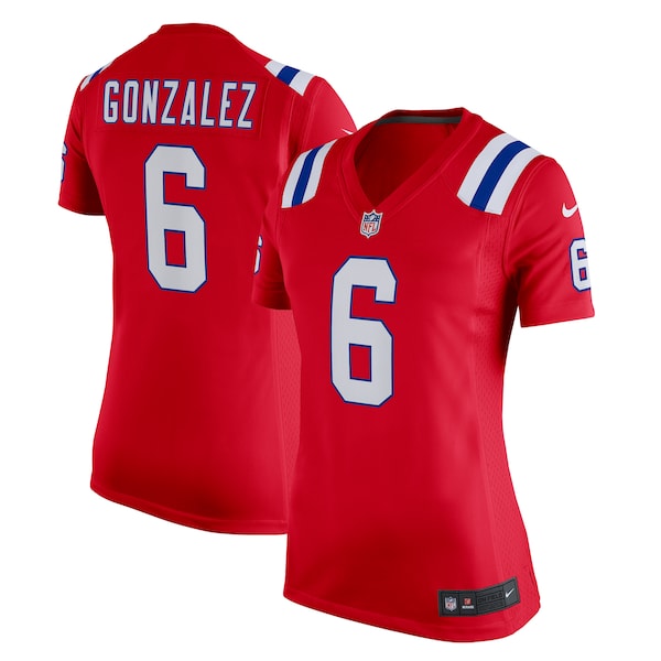 Christian Gonzalez New England Patriots Nike Women's Alternate Team Game Jersey - Red/Navy/White - Image 2