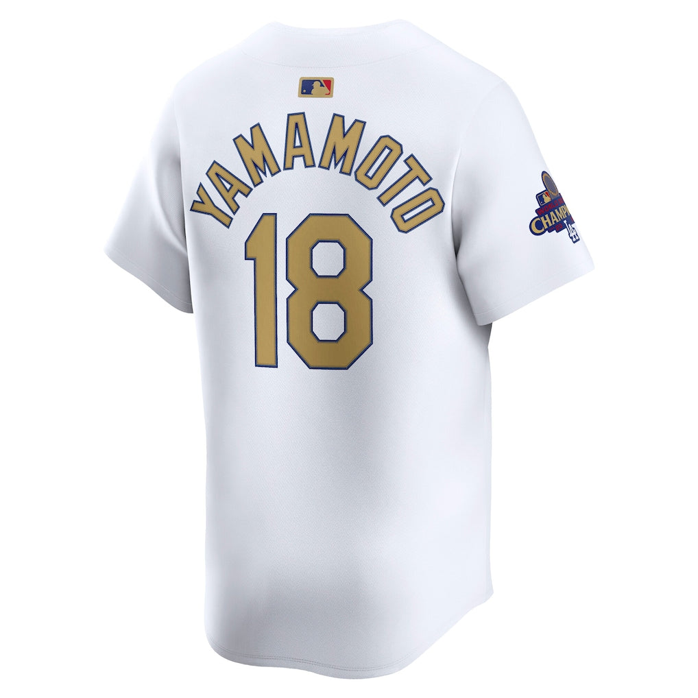 Yoshinobu Yamamoto Los Angeles Dodgers Nike 2025 Gold Collection Limited Jersey ยจC White - Image 4