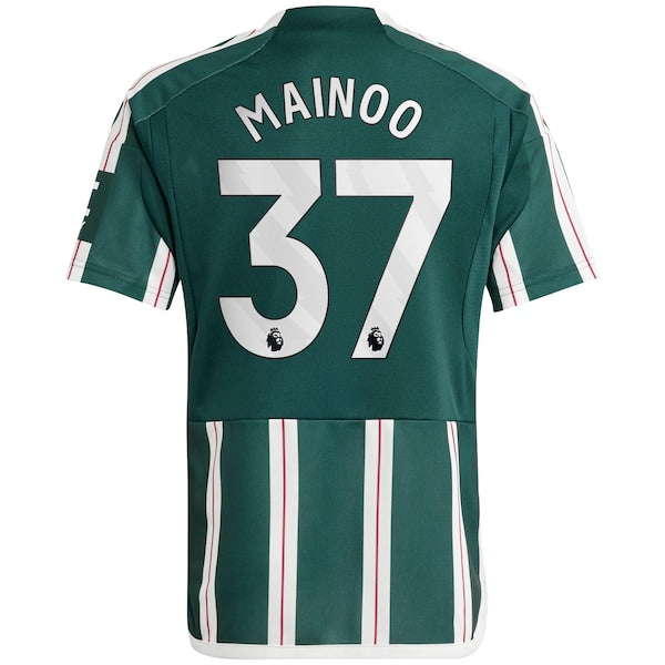 Kobbie Mainoo Manchester United adidas Youth 2023/24 Away Replica Player Jersey - Green/White - Image 4