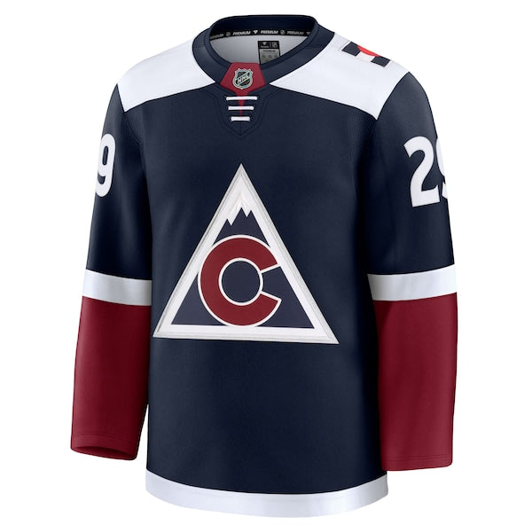 Nathan MacKinnon Colorado Avalanche Alternate Premium Jersey - Navy/Burgundy/White - Image 3