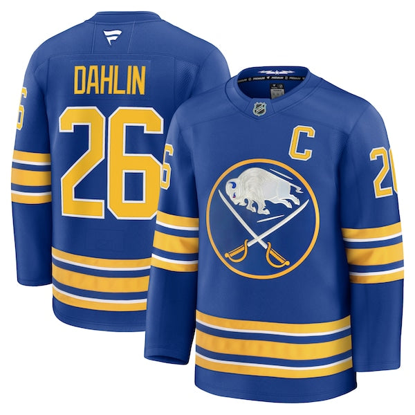 Rasmus Dahlin Buffalo Sabres Premium Jersey with Captain's Patch - Royal