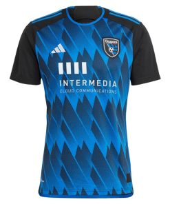 Alternative view of San Jose Earthquakes adidas 2024 Active Fault Jersey Replica Custom Jersey - Blue
