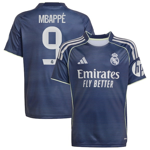 Kylian Mbapp¨¦ Los Merengues adidas Youth 2025/26 Away Replica Player Jersey - Blue/White - Image 2