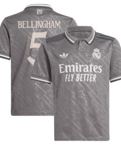 Jude Bellingham Los Merengues adidas Originals Youth 2024/25 Third Replica Player Jersey - Charcoal