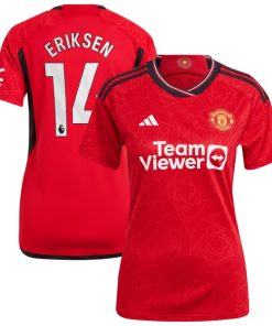 Christian Eriksen Manchester United adidas Women's 2023/24 Home Replica Player Jersey - Red/Green
