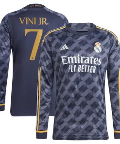 Vinicius Junior Los Merengues adidas 2023/24 Away Long Sleeve Replica Player Jersey - Navy