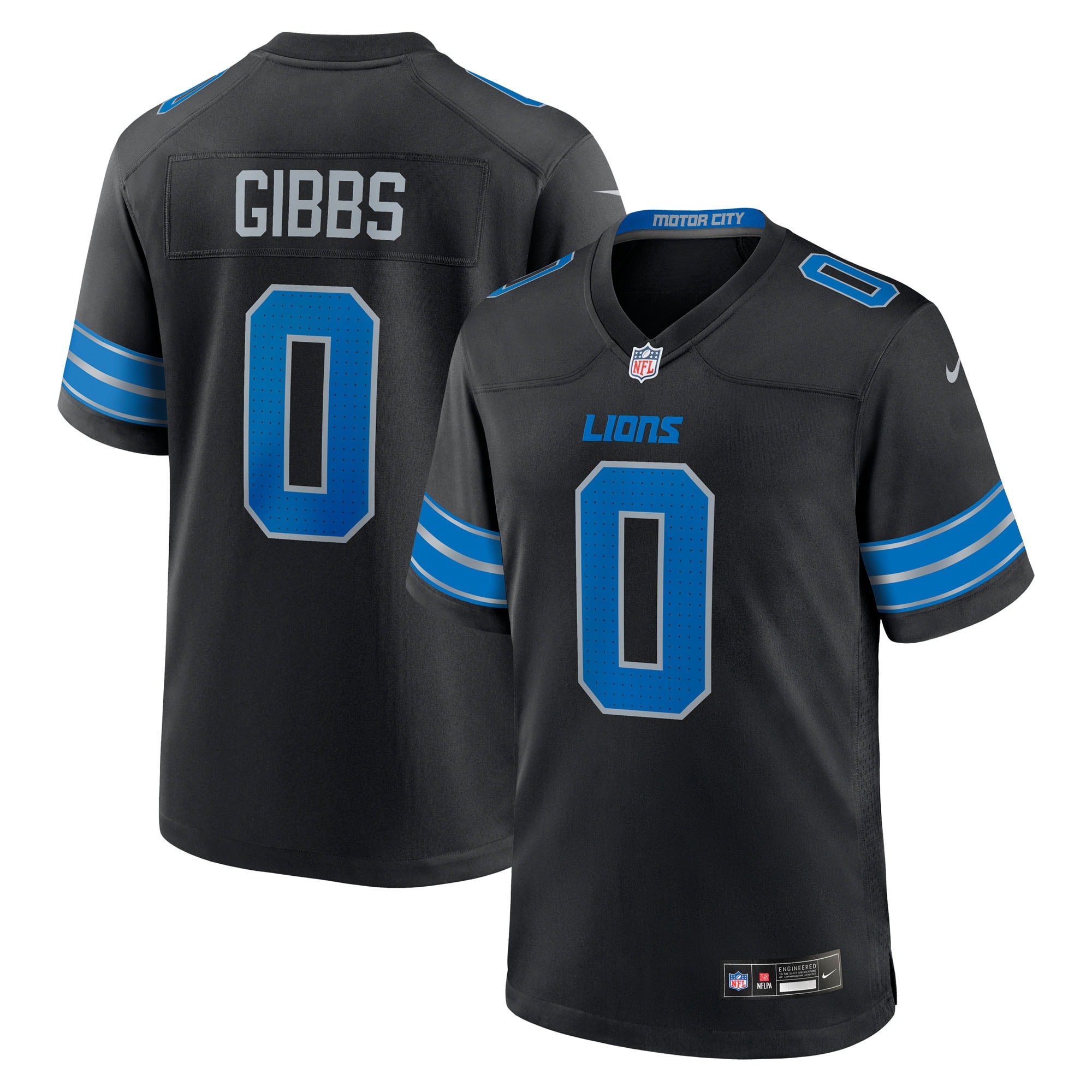 Jahmyr Gibbs Detroit Lions Nike Game Player Jersey - Blue/White/Black - Image 6