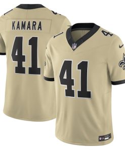Alternative view of Alvin Kamara New Orleans Saints Nike Gameday Golds Alternate Vapor F.U.S.E. Limited Jersey - Gold/Black/White