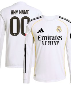 Alternative view of Los Merengues adidas 2025/26 Home Authentic Long Sleeve Custom Jersey - White/Blue