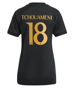 Alternative view of Aur¨¦lien Tchouam¨¦ni Los Merengues adidas Women's 2023/24 Third Replica Player Jersey - Black