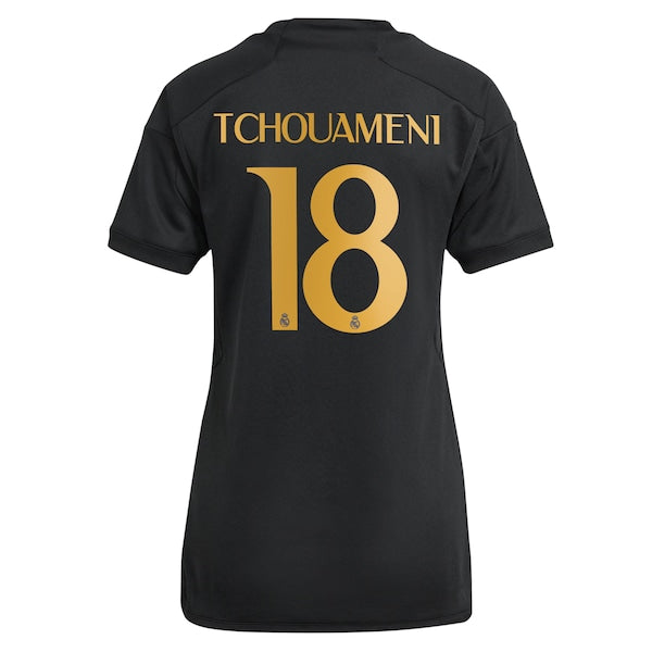 Aur¨¦lien Tchouam¨¦ni Los Merengues adidas Women's 2023/24 Third Replica Player Jersey - Black - Image 2