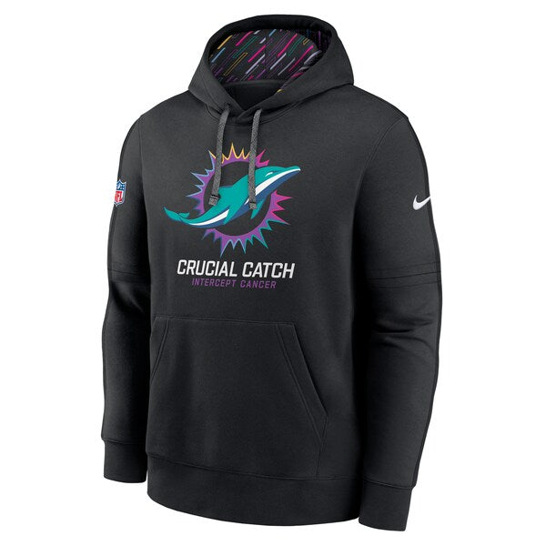 Miami Dolphins Nike 2024 NFL Crucial Catch Club Pullover Hoodie - Black - Image 2