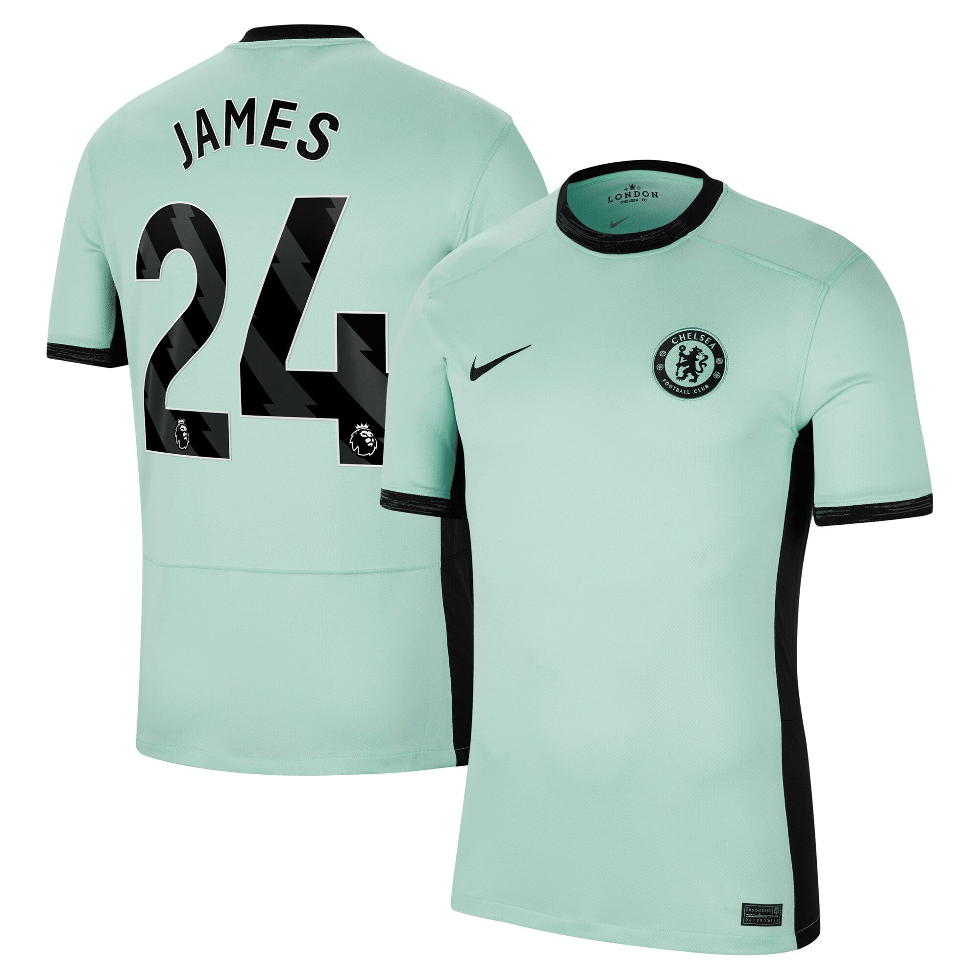 Reece James Chelsea Nike 2023/24 Away Stadium Replica Player Jersey - Navy/Blue/Mint - Image 6