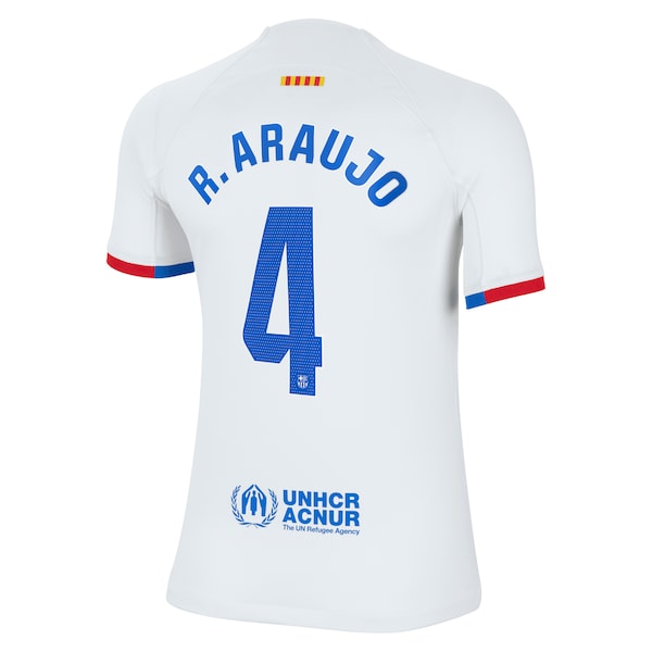Ronald Araujo Barcelona Nike Youth 2023/24 Away Replica Jersey - White - Image 3