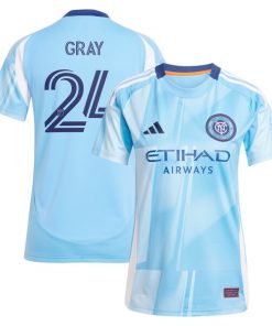 Tayvon Gray New York City FC adidas Women's 2025 The Excelsior Kit Replica Player Jersey - Light Blue