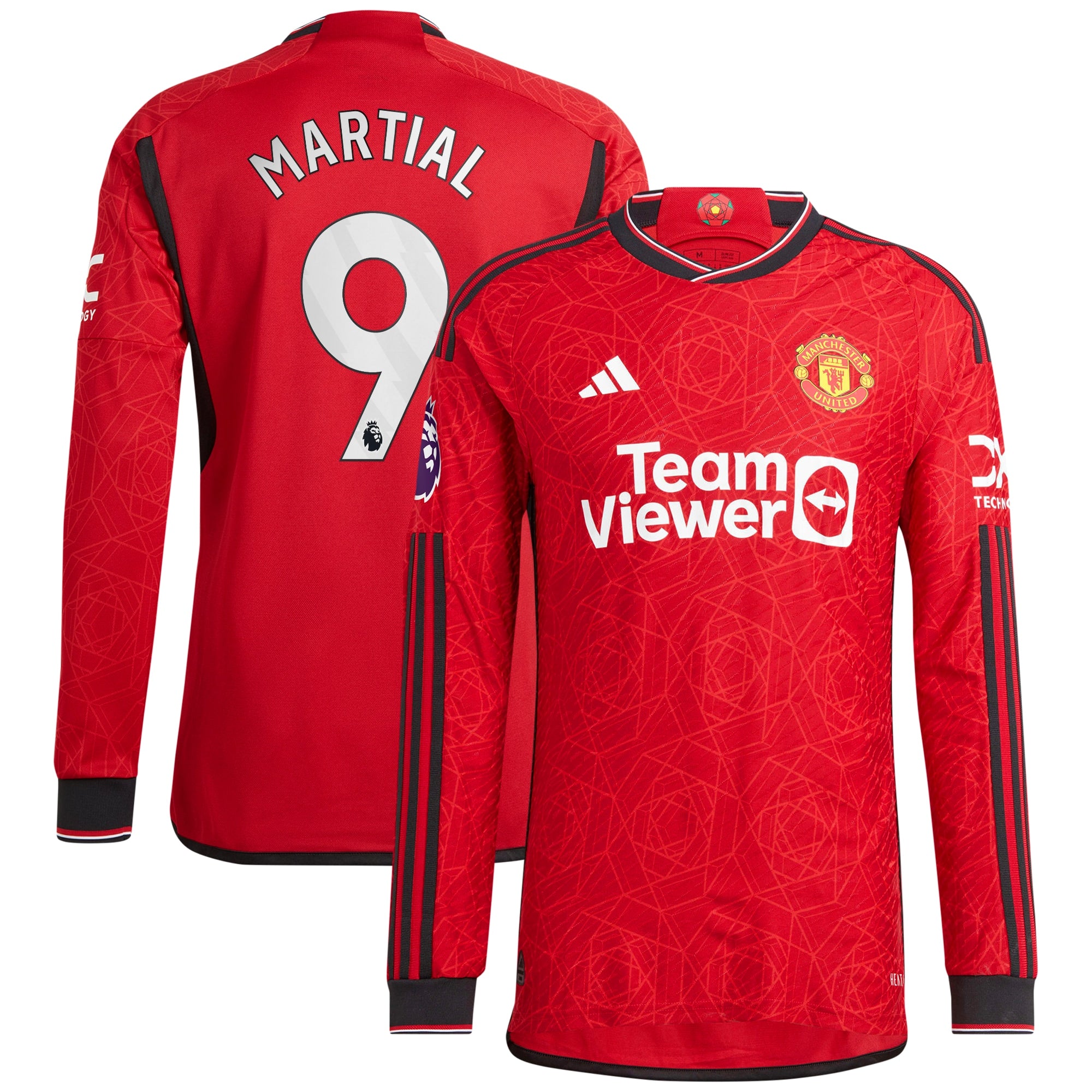 Anthony Martial Manchester United adidas 2023/24 Away Long Sleeve Replica Player Jersey - Green/Red - Image 6
