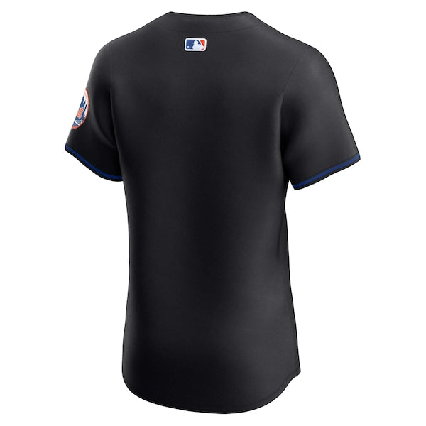 New York Mets Nike Alternate Vapor Premier Elite Patch Jersey - Black - Image 4