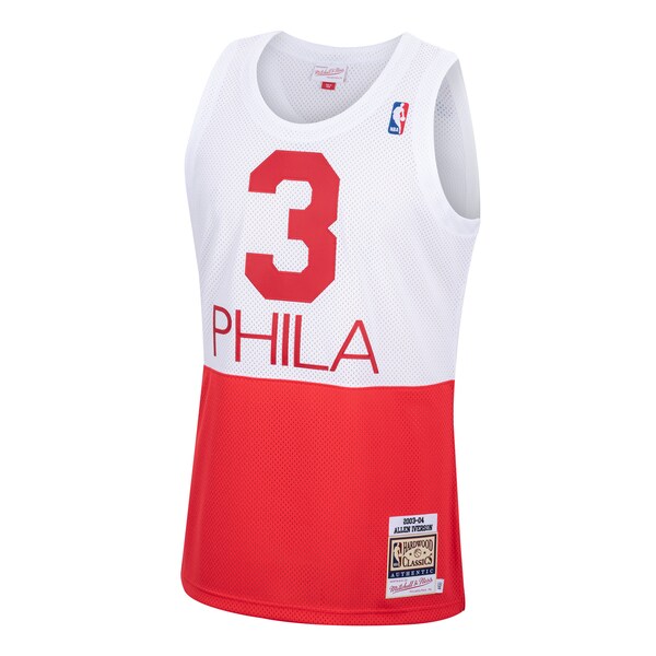 Allen Iverson Philadelphia 76ers 2003/04 Hardwood Classics Authentic Jersey - White/Black/Red - Image 3