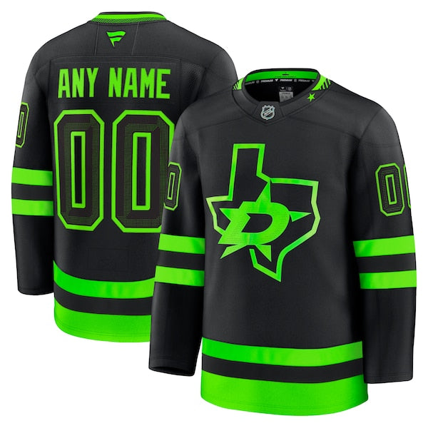 Dallas Stars Alternate Premium Custom Jersey - Black/Kelly Green