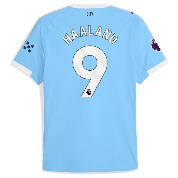 Erling Haaland Manchester City Puma 2025/26 Home Authentic Player Jersey - Sky Blue/Green - Image 4