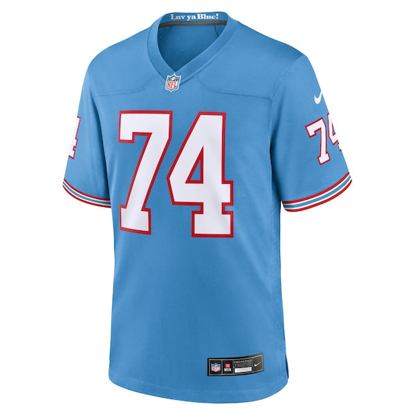 Bruce Matthews Tennessee Titans Nike Oilers Throwback Retired Player Game Jersey - Light Blue/Navy - Image 3