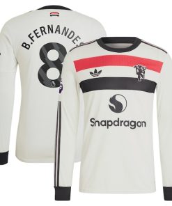 Alternative view of Bruno Fernandes Manchester United adidas Originals  2024/25 Third Authentic Long Sleeve Jersey - Cream