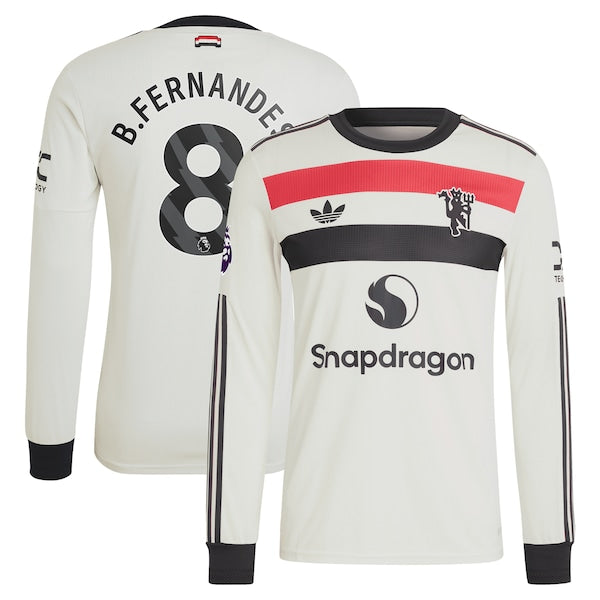 Bruno Fernandes Manchester United adidas Originals 2024/25 Third Authentic Long Sleeve Jersey - Cream - Image 2