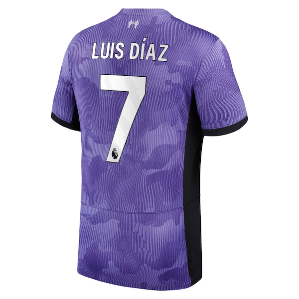 Luis Diaz Liverpool Nike Youth 2023/24 Third Stadium Replica Player Jersey - Purple - Image 3