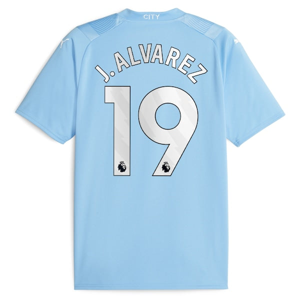 Juli¨¢n ¨¢lvarez Manchester City Puma 2023/24 Home Replica Player Jersey - Sky Blue - Image 3