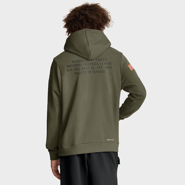 Kansas City Chiefs Nike 2025 Salute to Service Sideline Standard Issue Dri-FIT Hoodie - Olive - Image 2