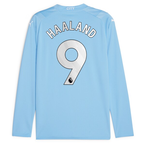 Erling Haaland Manchester City Puma 2023/24 Home Replica Player Long Sleeve Jersey - Sky Blue - Image 3