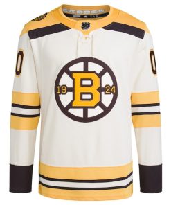 Alternative view of Boston Bruins adidas   100th Anniversary Primegreen Authentic Custom Jersey - Cream