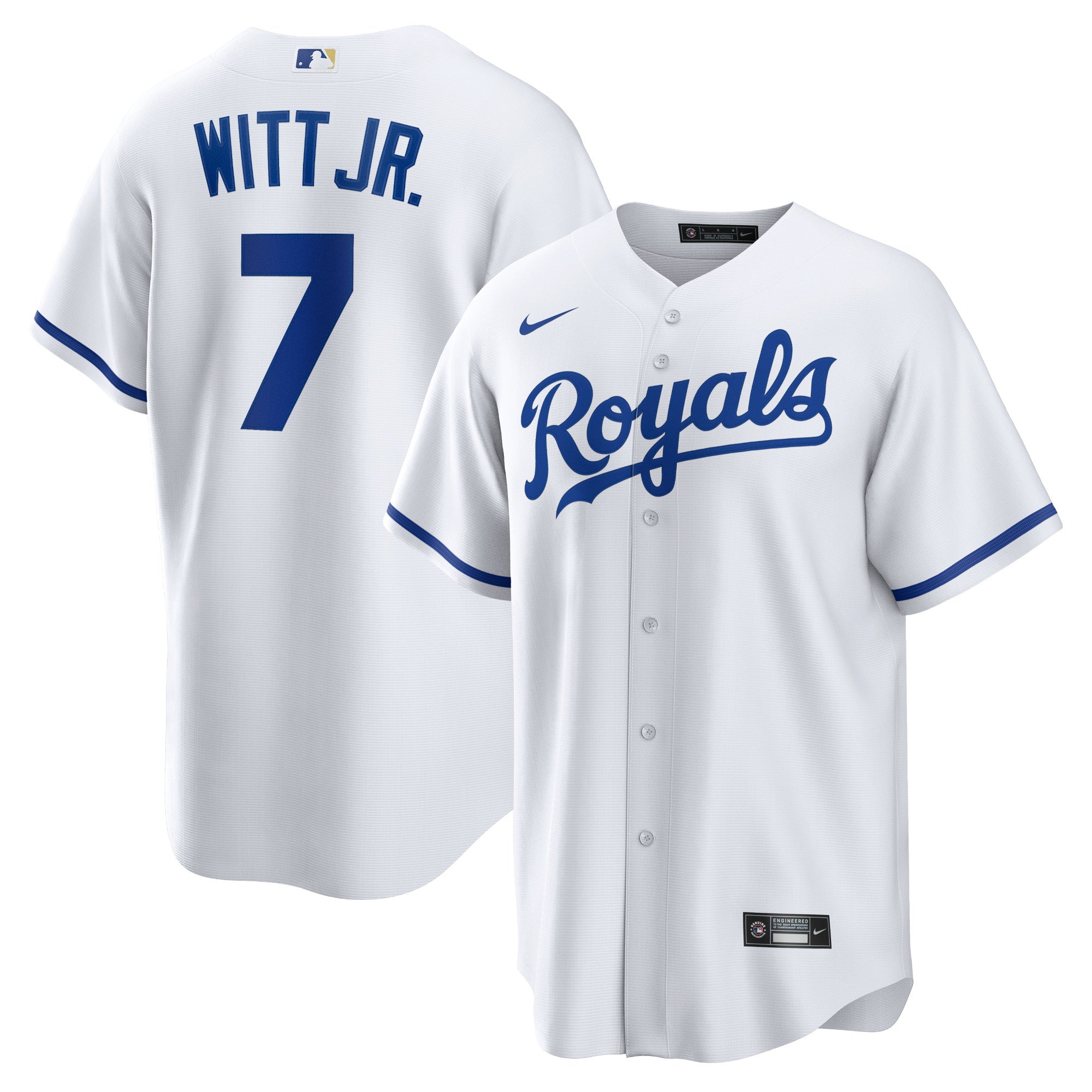 Bobby Witt Jr. Kansas City Royals Nike Road Replica Jersey - Gray/Rush Blue/White - Image 6