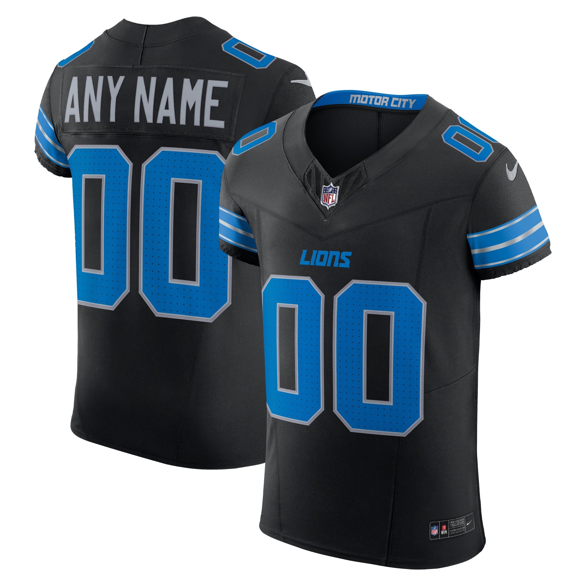 Detroit Lions Nike Team Vapor F.U.S.E. Elite Custom Jersey - Blue/Black - Image 5